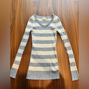 Striped Gray and Cream Sweater
